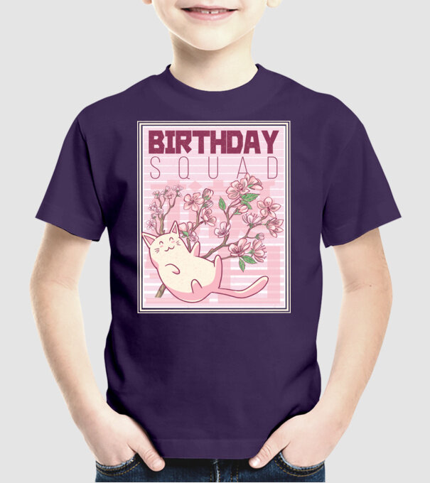 Pluton de zi de naștere cu pisică model mov pe tricou