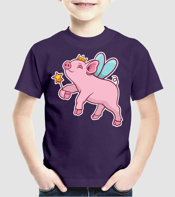 Porcușor zână model mov pe tricou