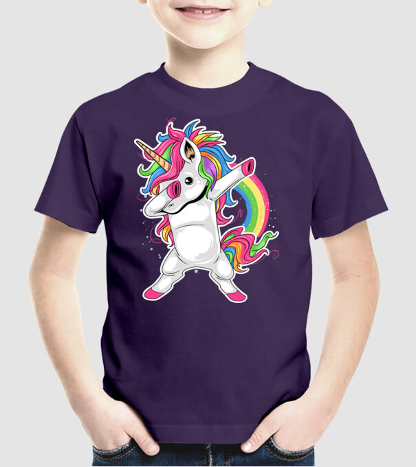 Unicorn Dab model mov pe tricou