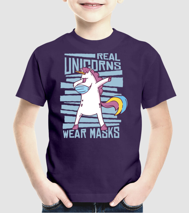 Unicorn DAB Mască model mov pe tricou