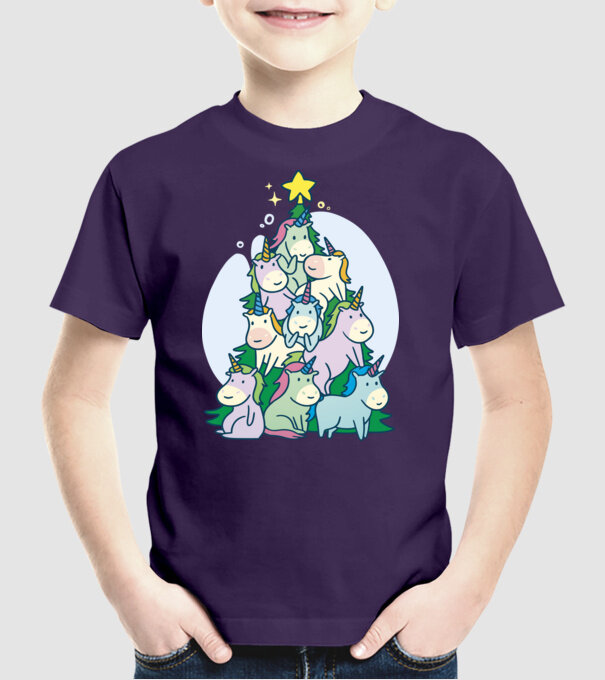 Unicorn pom de Crăciun model mov pe tricou