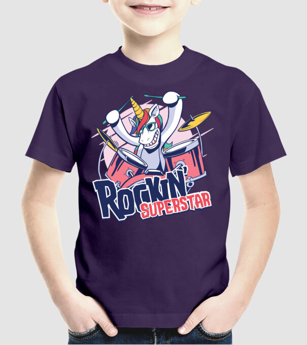 Unicorn Star rock model mov pe tricou
