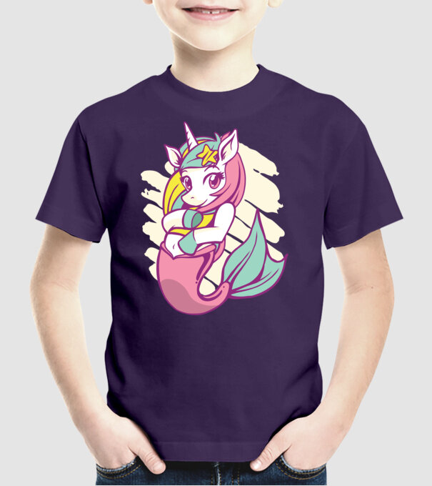 Unicorn Sirenă model mov pe tricou