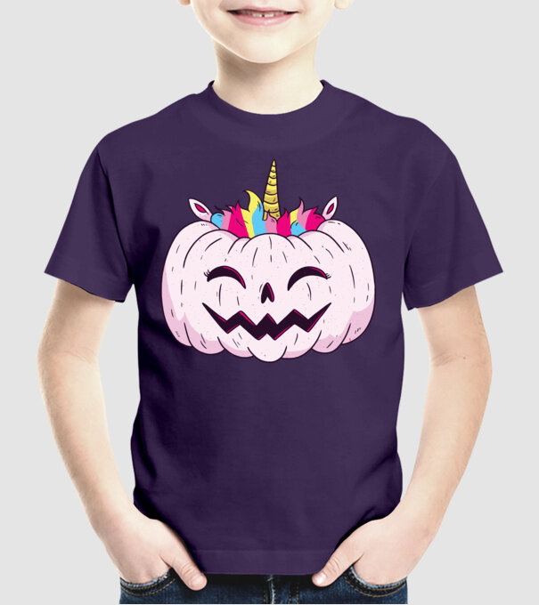 Unicorn Dovleac Halloween model mov pe tricou