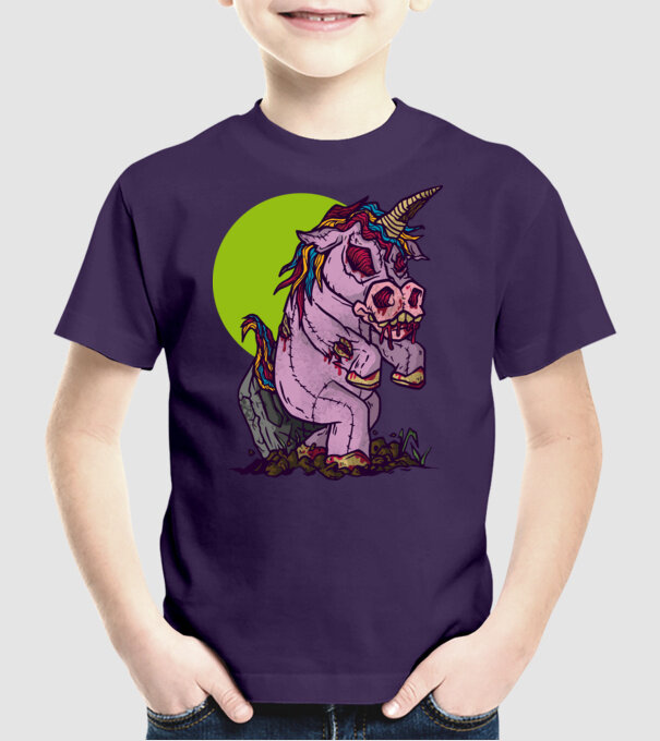 Zombie unicorn model mov pe tricou
