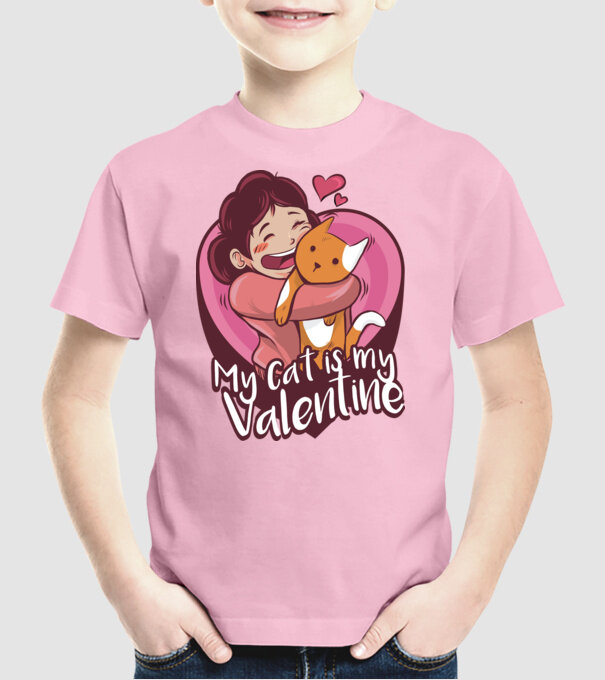 'Pisica mea este dragostea mea Tricou drăguț pentru Valentine''s Day' model roz deschis pe tricou