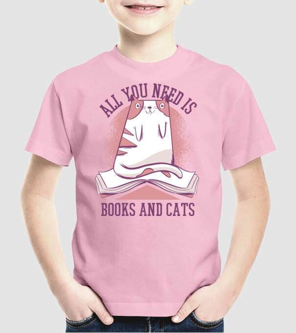 All You Need Is Books And Cats model roz deschis pe tricou