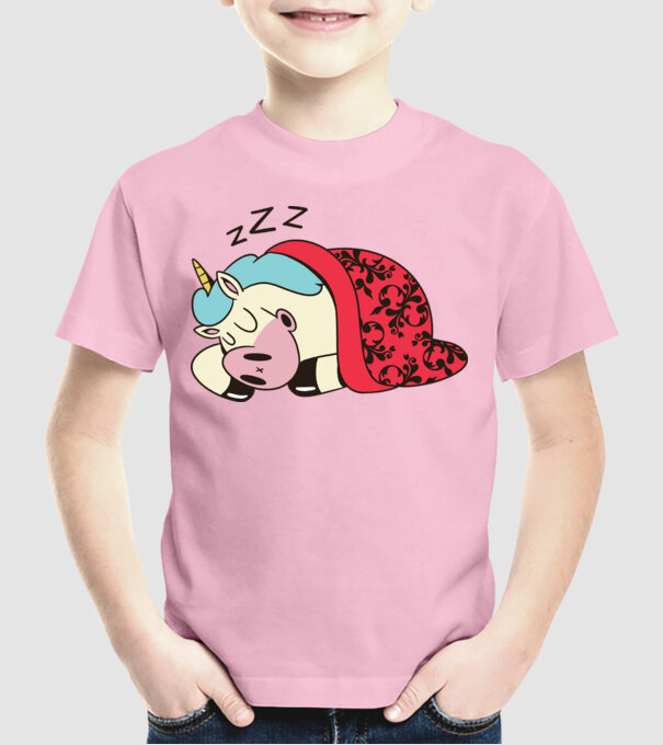 Unicorn adormit model roz deschis pe tricou
