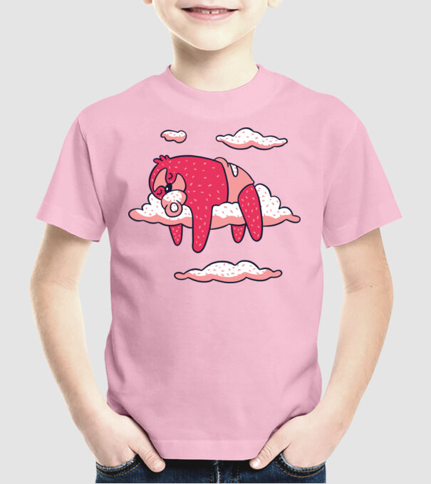 Bebeluș Leneș doarme model roz deschis pe tricou