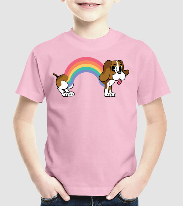Beagle curcubeu model roz deschis pe tricou