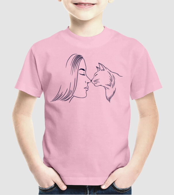 Dragoste Pisică model roz deschis pe tricou