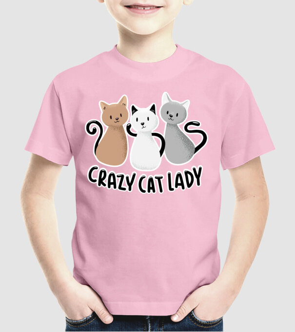 Crazy Cat Lady - fată nebună cu pisică model roz deschis pe tricou