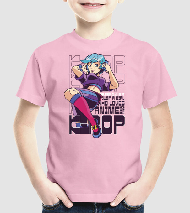 Doar o fată căreia îi place Anime și K-Pop model roz deschis pe tricou