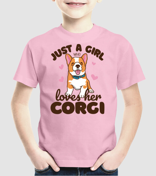 Doar o fată care iubește Corgiul său model roz deschis pe tricou