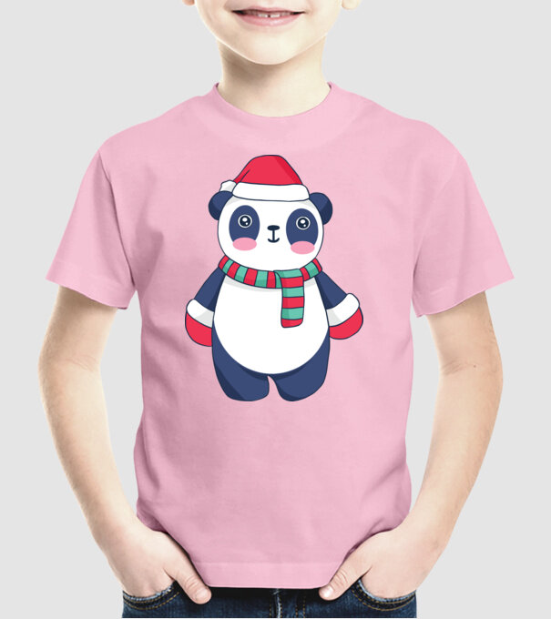 Panda drăguț de Crăciun model roz deschis pe tricou