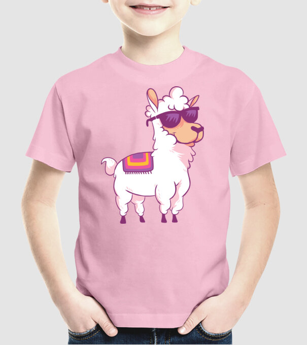 Llama drăguț model roz deschis pe tricou