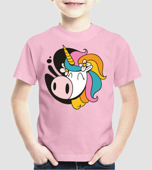 Unicorn drăguț model roz deschis pe tricou