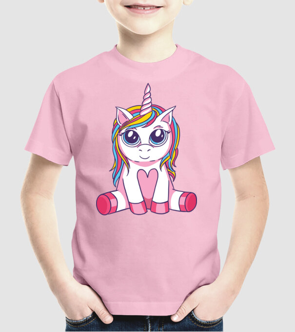 Unicorn drăguț model roz deschis pe tricou