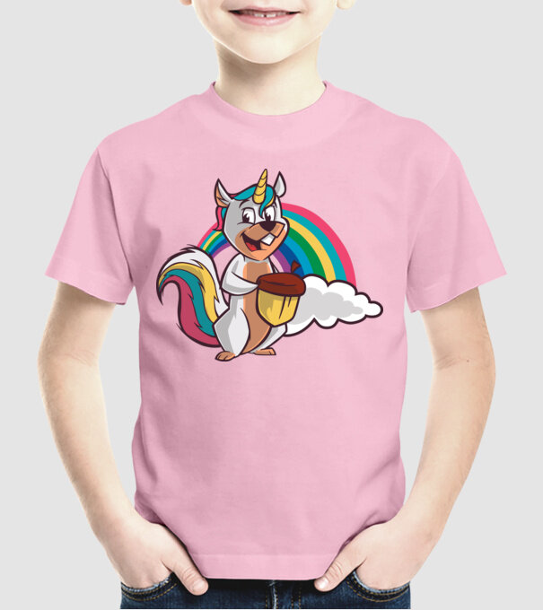 Unicorn drăguț Veveriță model roz deschis pe tricou