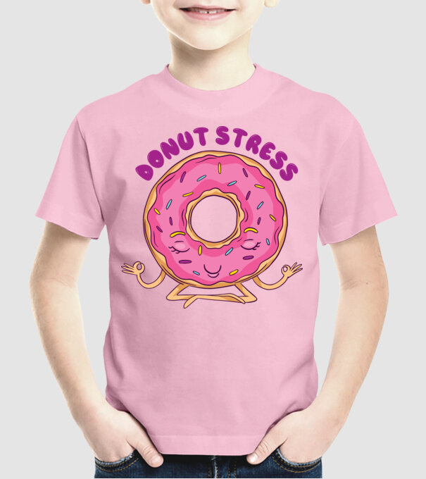 Donut Stress Gogoașă model roz deschis pe tricou