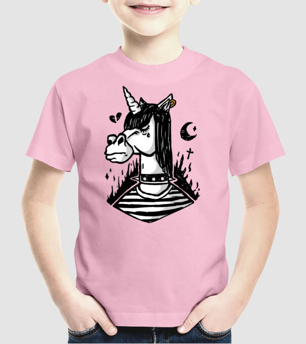 Emo unicorn model roz deschis pe tricou