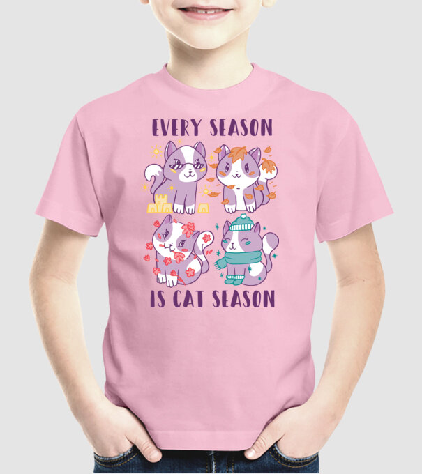 Every Season is Cat Season model roz deschis pe tricou