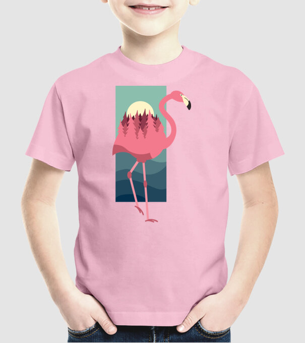 Flamingo Design model roz deschis pe tricou