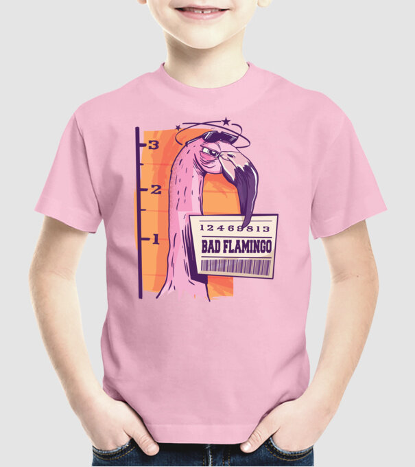 Flamingo arestat amuzant model roz deschis pe tricou