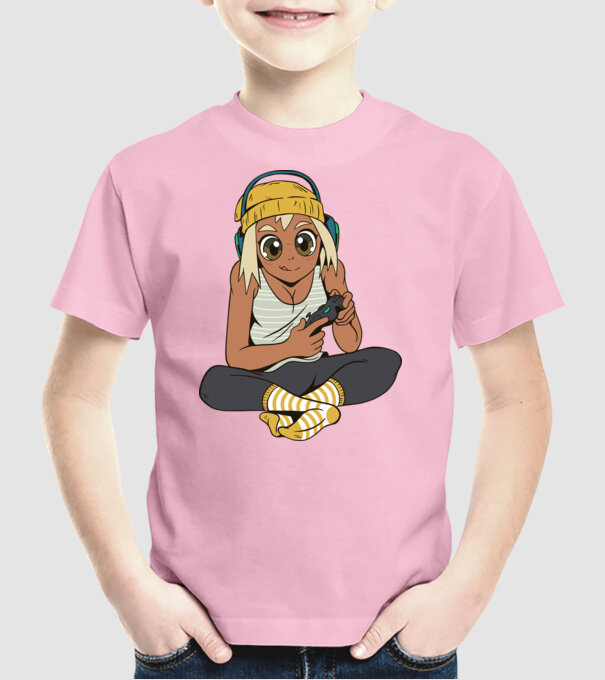 Fată Gamer model roz deschis pe tricou