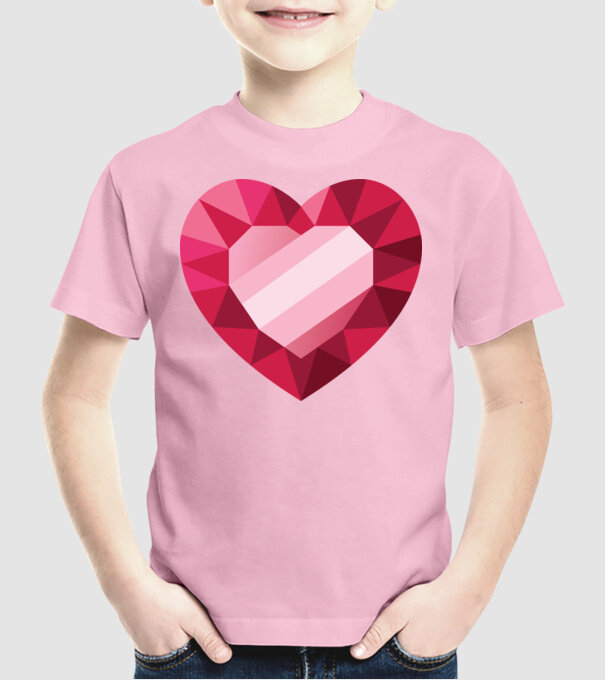 Inimă diamant model roz deschis pe tricou