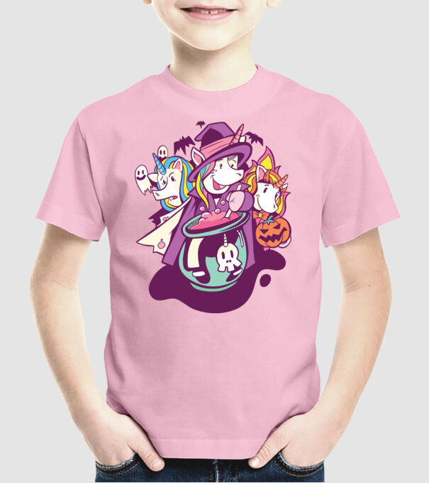 Unicorni Halloween model roz deschis pe tricou