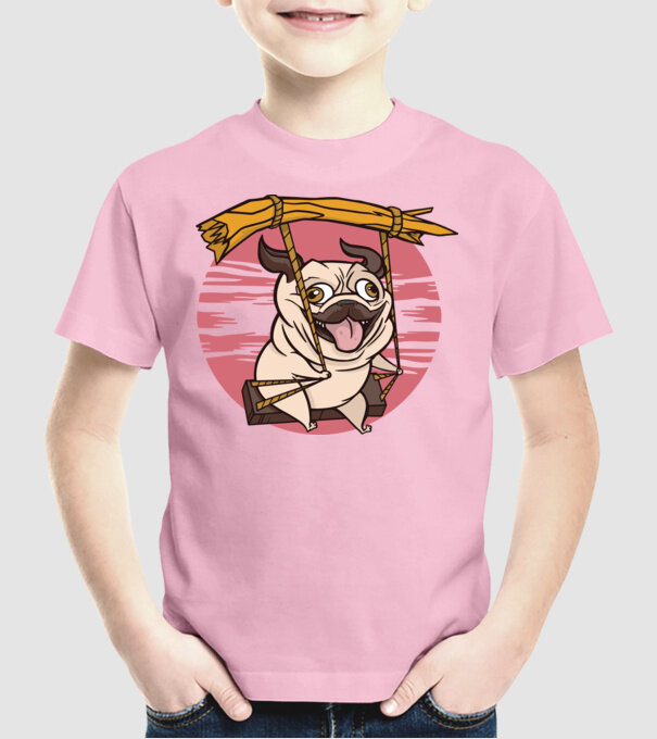 Mops cu leagăn model roz deschis pe tricou