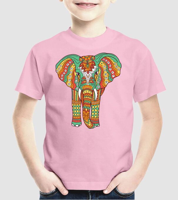 Mandala Elefant model roz deschis pe tricou