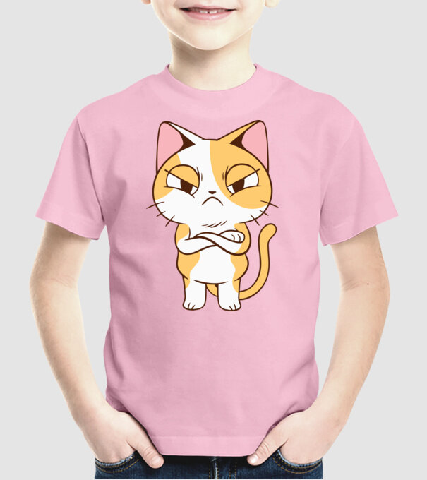 Pisică supărată model roz deschis pe tricou