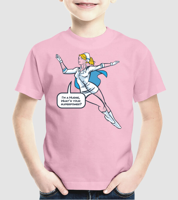 Sunt asistentă medicală, care este superputerea ta? model roz deschis pe tricou