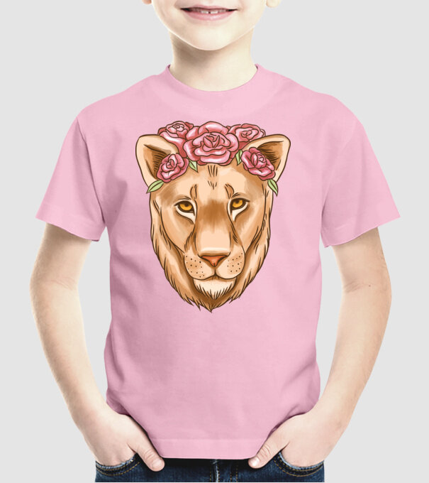 Doamnă leu model roz deschis pe tricou
