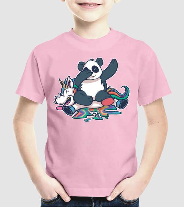 Panda DAB Unicorn model roz deschis pe tricou