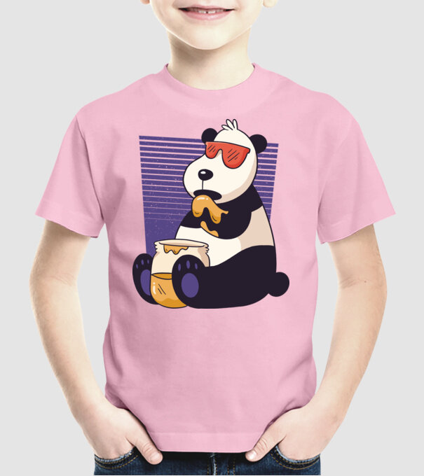 Panda cu miere model roz deschis pe tricou