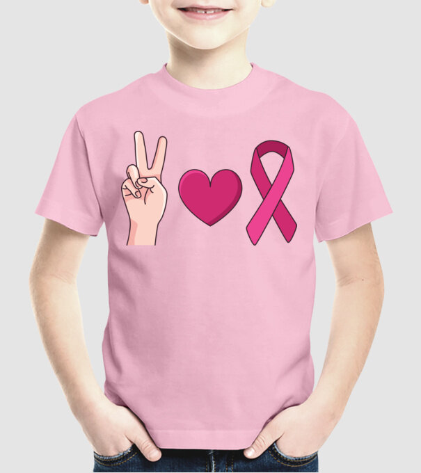 Peace Love lupta împotriva cancerului de sân model roz deschis pe tricou
