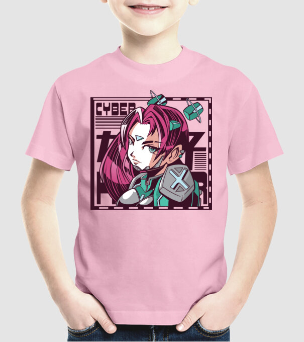 Anime fată Sci-fi model roz deschis pe tricou