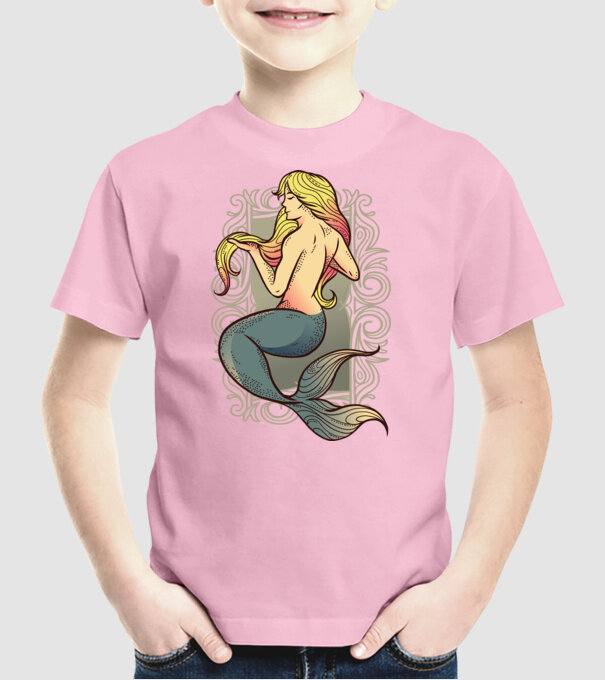 Sirenă model roz deschis pe tricou