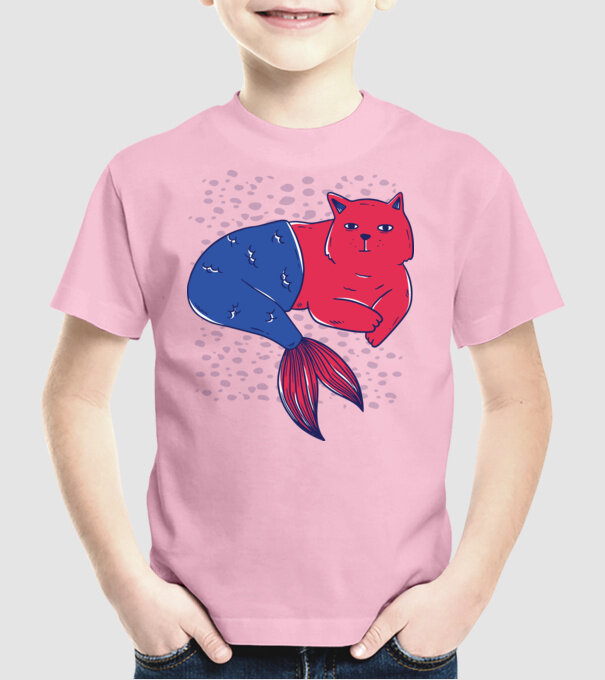 Pisică Sirenă model roz deschis pe tricou