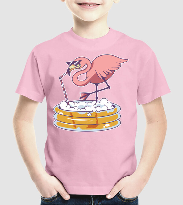 Flamingo cu bere model roz deschis pe tricou