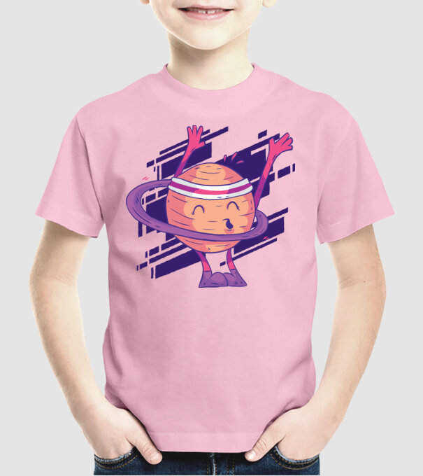 Cerc Hula-Hoop Saturn model roz deschis pe tricou