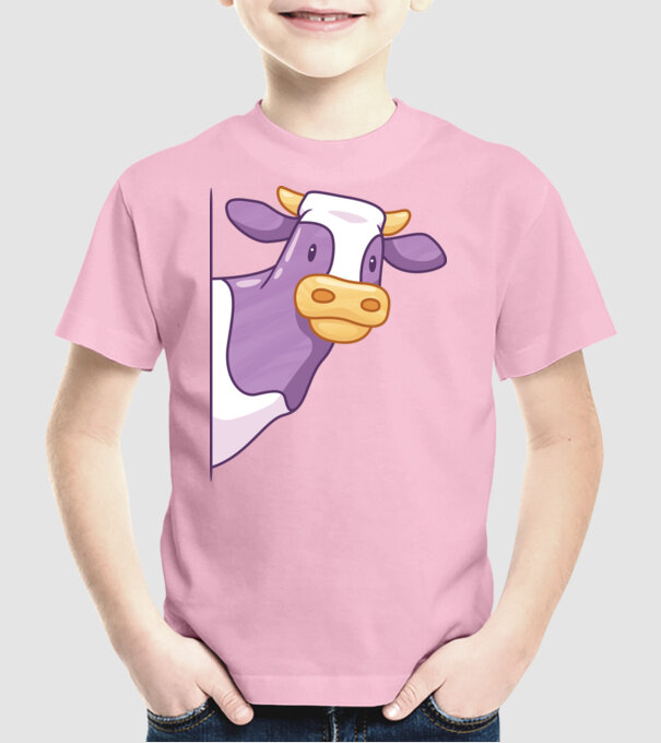 Vacă model roz deschis pe tricou
