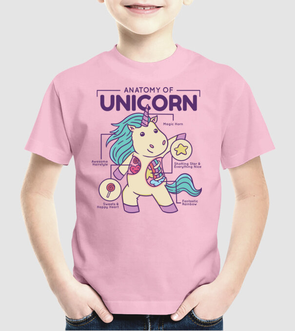 Unicorn Anatomie model roz deschis pe tricou
