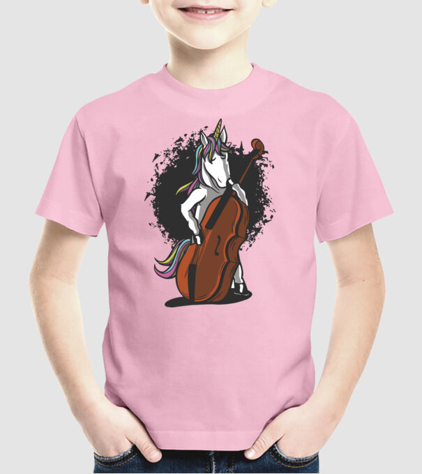 Unicorn cu violoncel model roz deschis pe tricou