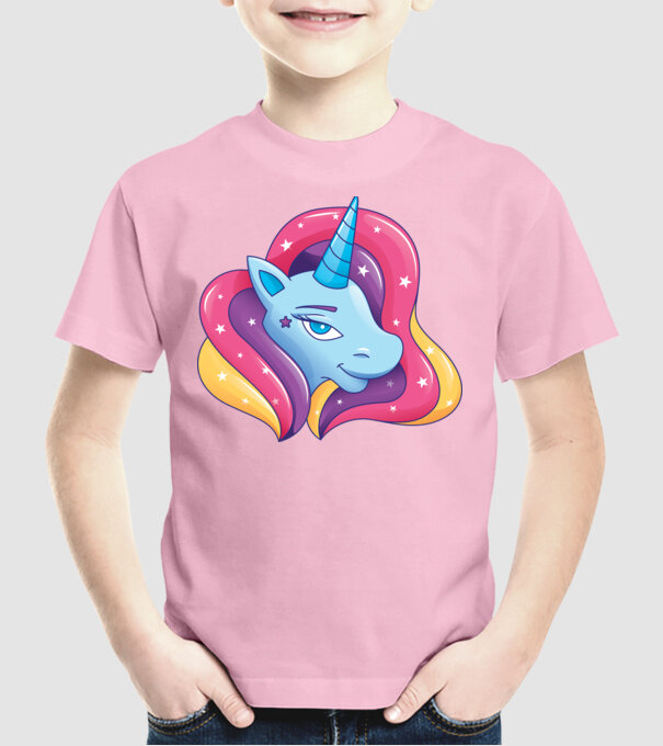 Cap de unicorn model roz deschis pe tricou