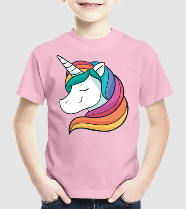 Cap de unicorn model roz deschis pe tricou