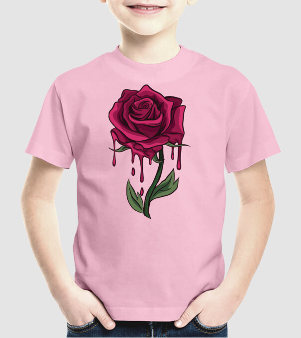 Trandafir sângerând model roz deschis pe tricou